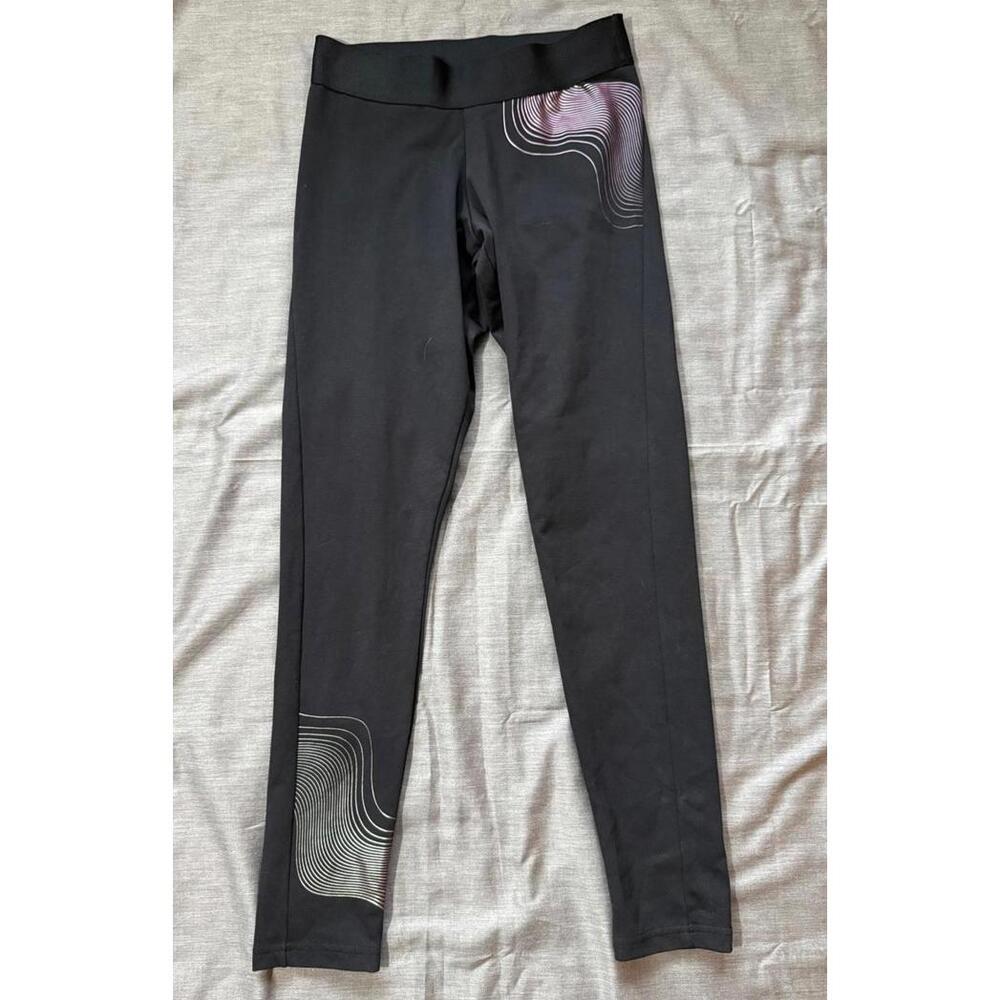 Adidas Womens Pants HLDY GFX Tights Size Small Black Shiny Stretch H55223